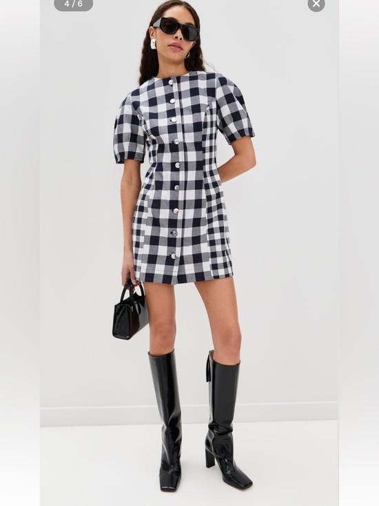 Aligne Dresses & Skirts - Aligne Aurelia Gingham Dress in Checkered Blue and White